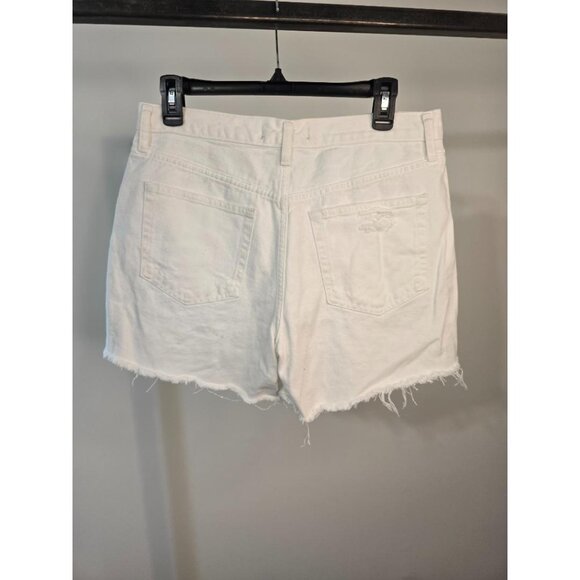 We The Free HighRise Destroyed White Button Fly Denim Shorts 29 - Picture 5 of 8